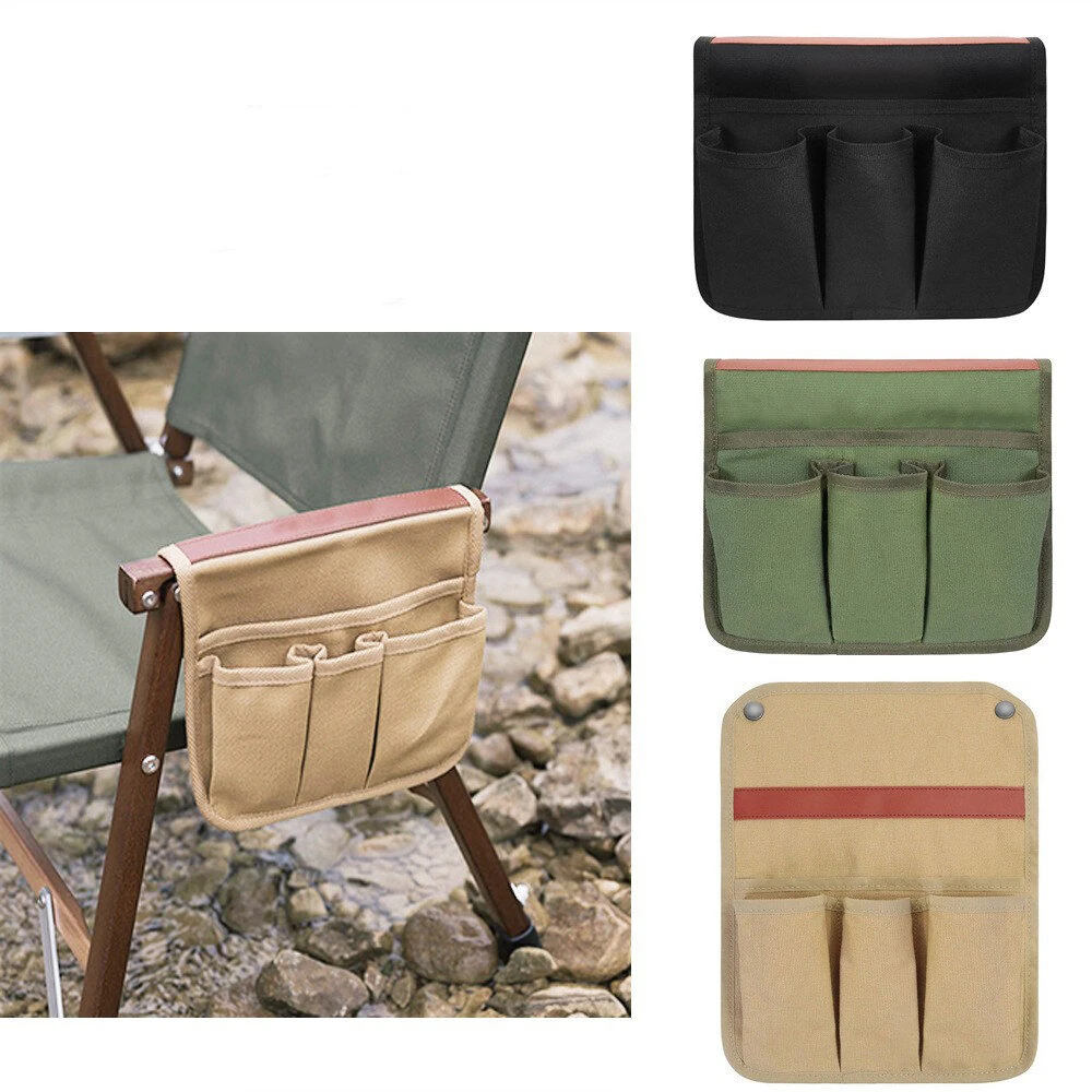 Outdoor Camping Chair Armrest Storage Bags Portable Beach Chair Side Hanging Bags for Fishing Camping Hiking Organizer Pouch (image for) Outdoor Camping Chair Armrest Storage Bags Portable Beach Chair Side Hanging Bags for Fishing Camping Hiking Organizer Pouch